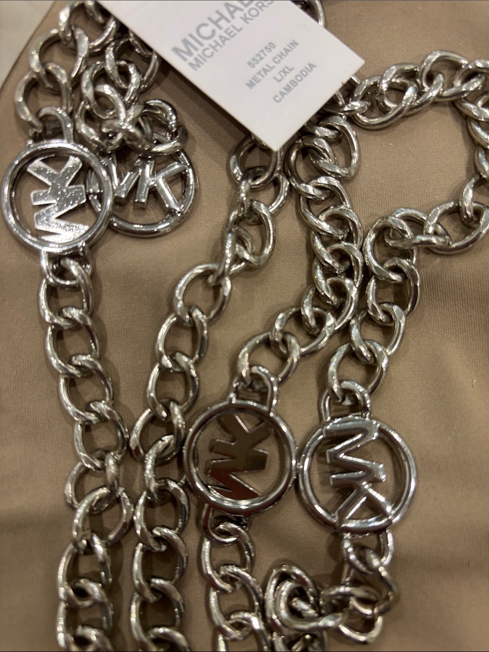 MICHAEL Michael Kors Silver Chain Logo Link Belt